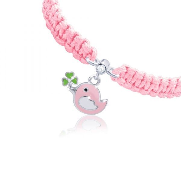 Браслет плетеный UMa&UMi Птичка розовая