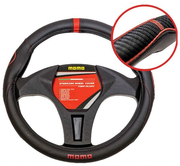 Чохол на кермо MOMO SWC014BR чорний із червоним