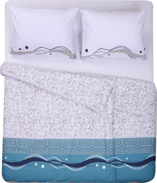 Комплект постельного белья Green Wave семейный бело-голубой UP! (Underprice) 