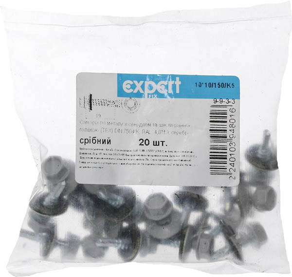 Саморіз покрівельний по металу 4,8x19 мм 20 шт срібло RAL 9006 RAL 9006Mme Expert Fix