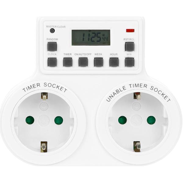 Розетка з таймером із заземленням 1+1 E-TE-7x24x1+1x1.8kW