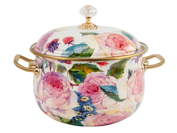 Кастрюля с крышкой 2,1 л емаль Пион 763-003 Elmani