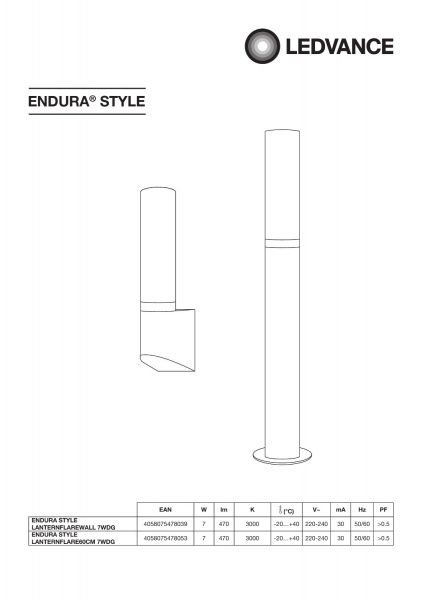 Світильник вуличний настінний Ledvance Endura Style Lantern Flare (Wall) 7 Вт IP44 чорний 
