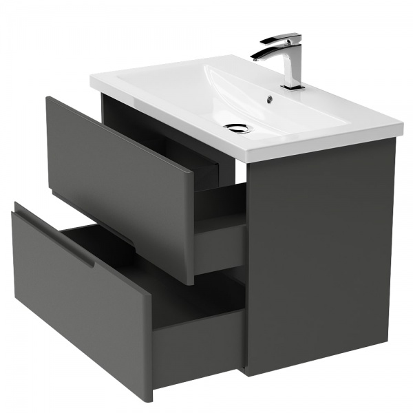 Тумба підвісна Aquarius Silver графіт з умивальником Комо 70