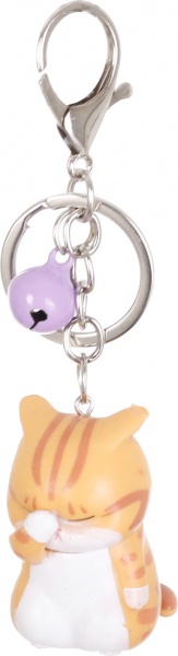 Брелок Разочарованный котенок с колокольчиком рыжий