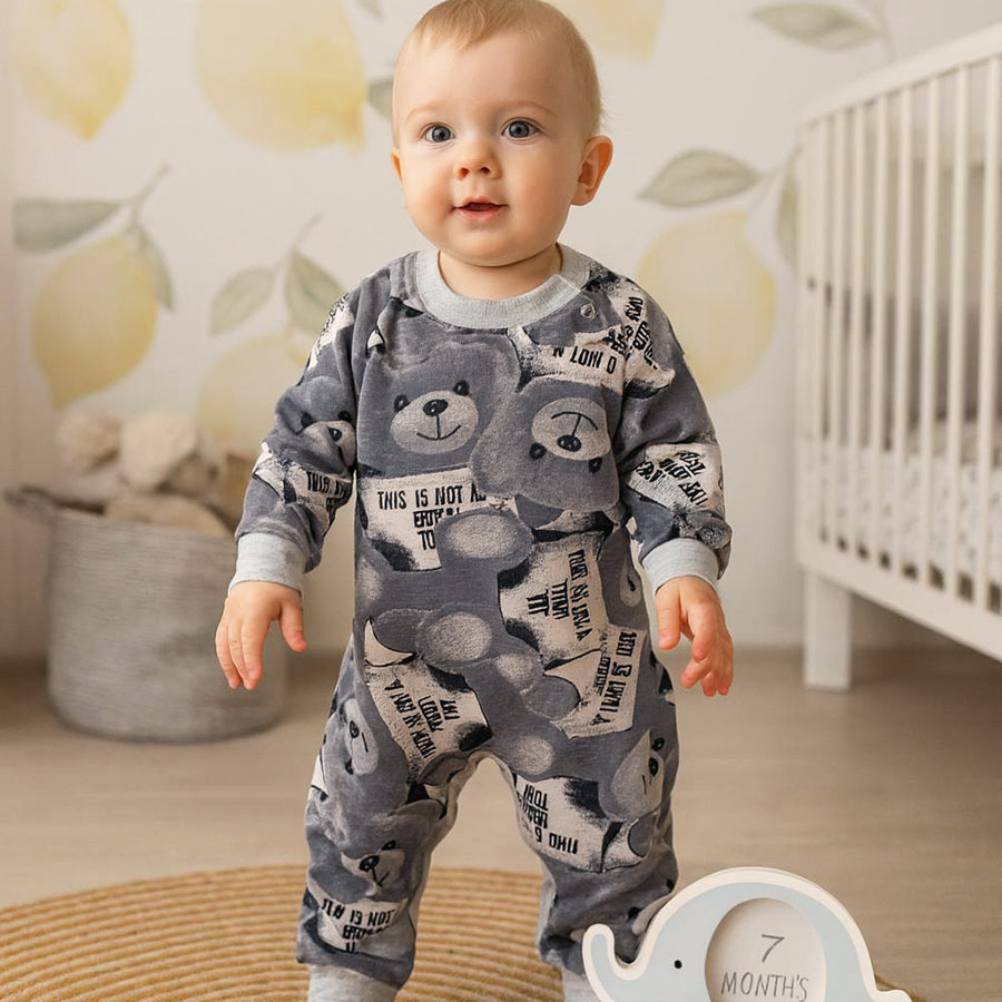 Ромпер-реглан унисекс Blanka Мишка р.56-62 серый 110846