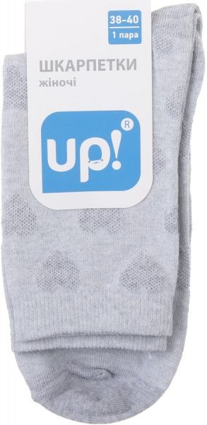 Шкарпетки жіночі UP! (Underprice) Серце р. 23-25 світло-сірий 