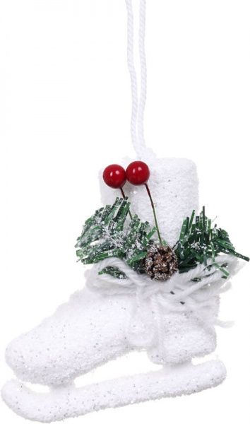 Елочная игрушка коньок Ягодка на снегу SDK11065W 11 см 