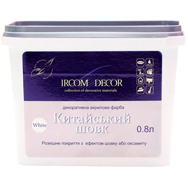 Фарба декоративна Китайський шовк Ircom Decor біле срібло 0,8 л