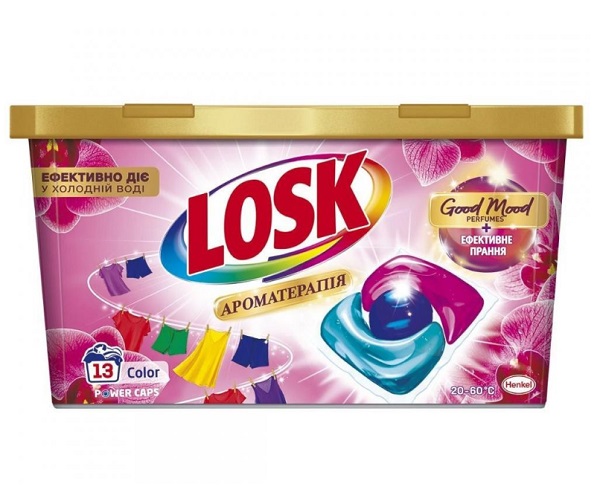 Капсулы для машинной стирки Losk АТ Эфирные масла и аромат Малазийского цветка 13 шт.