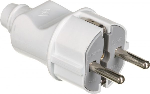 Колодка + вилка De-Pa із заземленням 2 гн. білий 