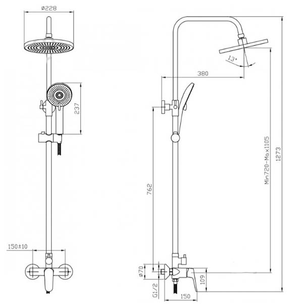 Душевая система ScandiSPA Focus со смесителем для душа