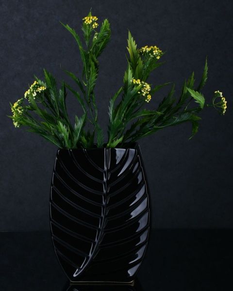 Ваза Флора Лист магнолії 2901-28,5 чорна Eterna