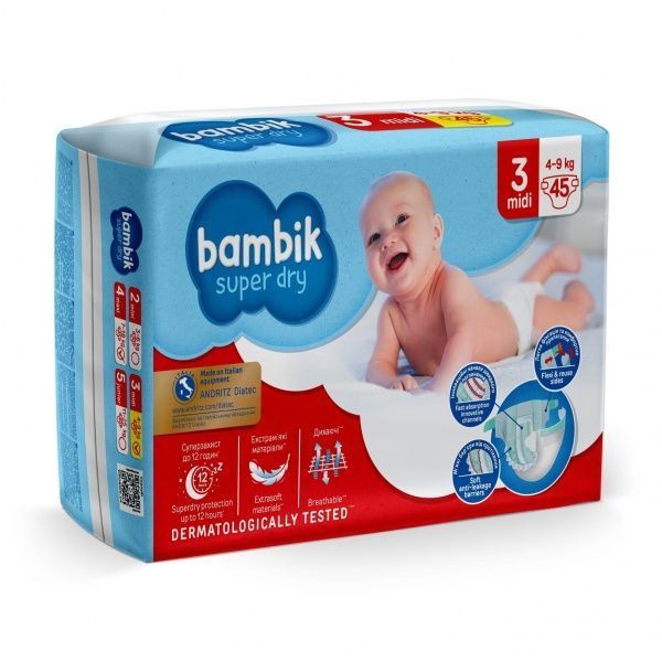 Підгузки Bambik Jumbo 3 Midi 4-9 кг 45 шт.