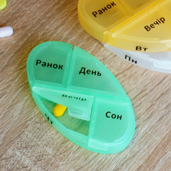 Органайзер для таблеток MVM PC-04 GREEN на 7 дней (таблетница) 120x96x60 мм