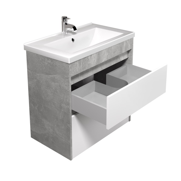 Тумба Мойдодыр Polo Loft 70-U с умывальником Cosmo 70 напольная/подвесная