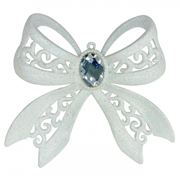 Елочная игрушка Бант 12x13 см белый