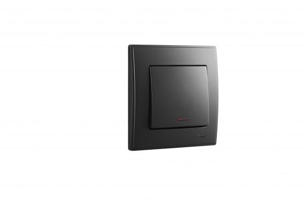 Вимикач одноклавішний Lezard Lesya з підсвіткою 10 А 250В антрацит 705-4242-111