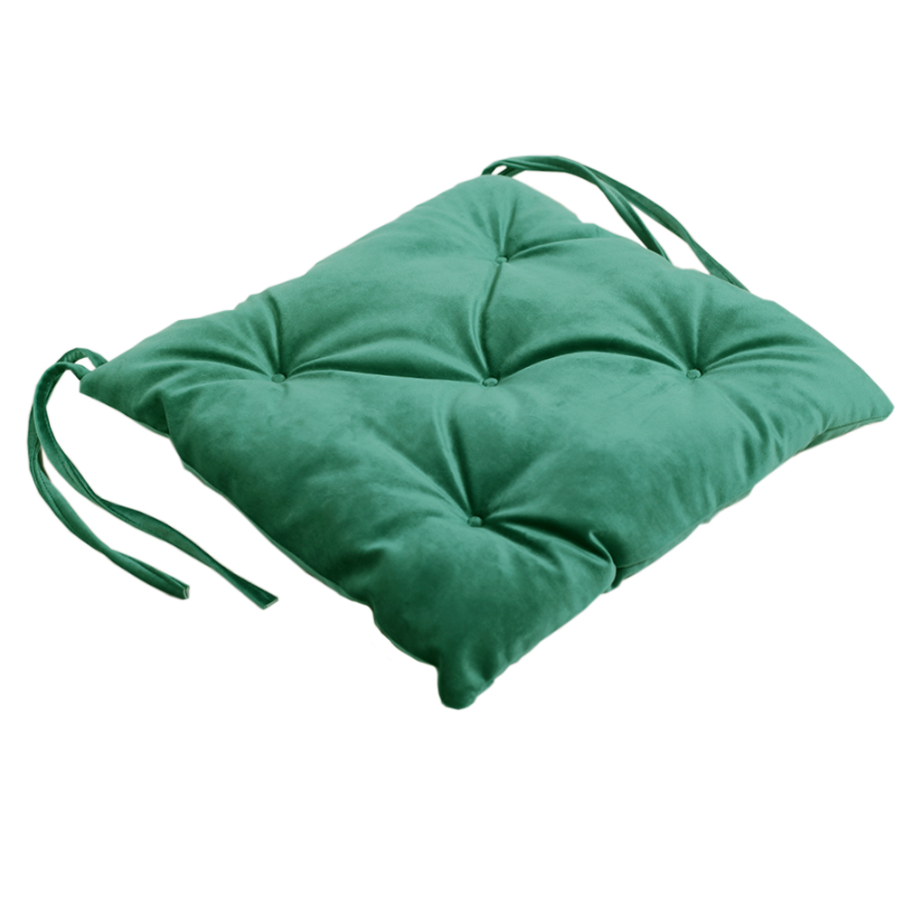 Подушка на стул стебаная 5 закрепок с завязками морская волна Beatrice 34