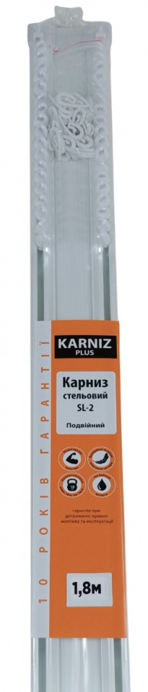 Карниз потолочный Karniz plus белый двойной 180 см 1 шт.