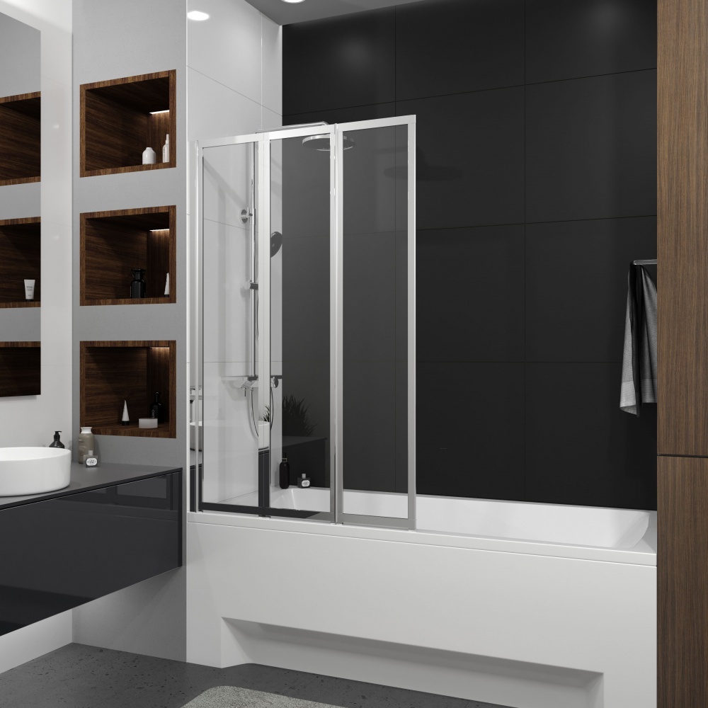 Шторка для ванны Koller Pool Style 1000х1500 мм (left) chrome, скло 4 мм clear