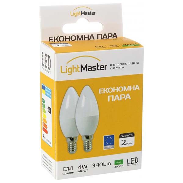 Лампа LED LightMaster LB-573 C37 4 Вт E14 4000K 2 шт
