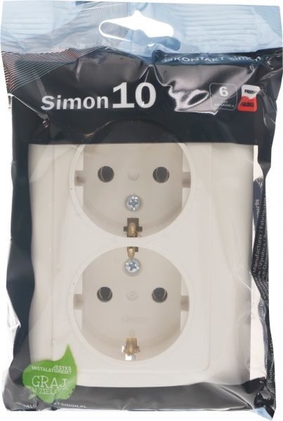 Розетка двойная с заземлением Simon 10 без шторок кремовый CGSZ2/41