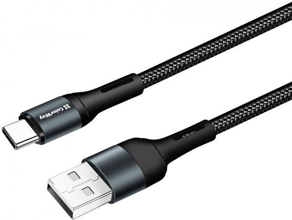 Кабель ColorWay USB - Type-C (nylon) 2.4 А 1 м черный (CW-CBUC045-BK) 