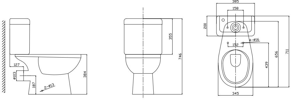 Унітаз-компакт Water House Round rimless, сид. поліпропіленове soft-close
