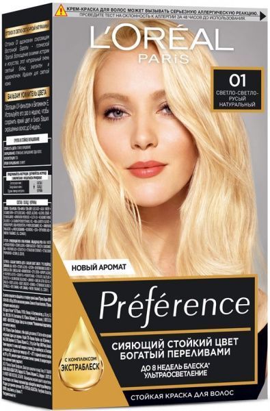 Крем-фарба для волосся L'Oreal Paris Preference 01 Світло-світло-русявий натуральний 174 мл