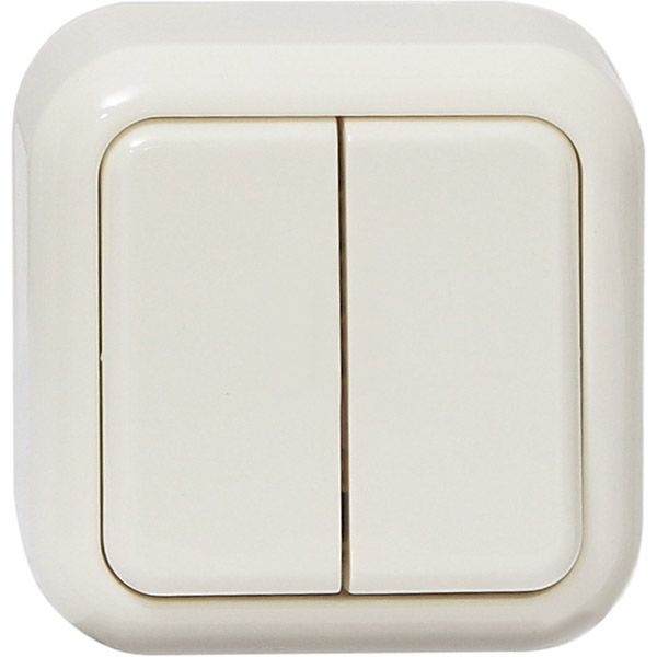 Вимикач двоклавішний Expert Power IP20 без підсвітки 10 А 250В кремовий HSN-SWP.H3A20G2W1-CR