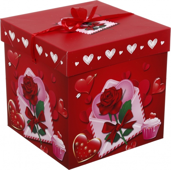Коробка складана Квіти/серця 20x20x20 см (EBXM9850)