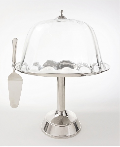 Тортниця на ніжці зі скляним куполом Royal 39x39x48 см 5607 HOFF 