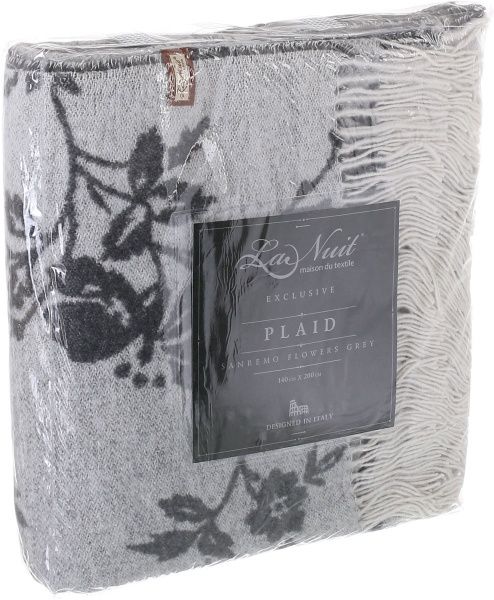 Плед Sanremo цветы 140x200 см серый La Nuit 