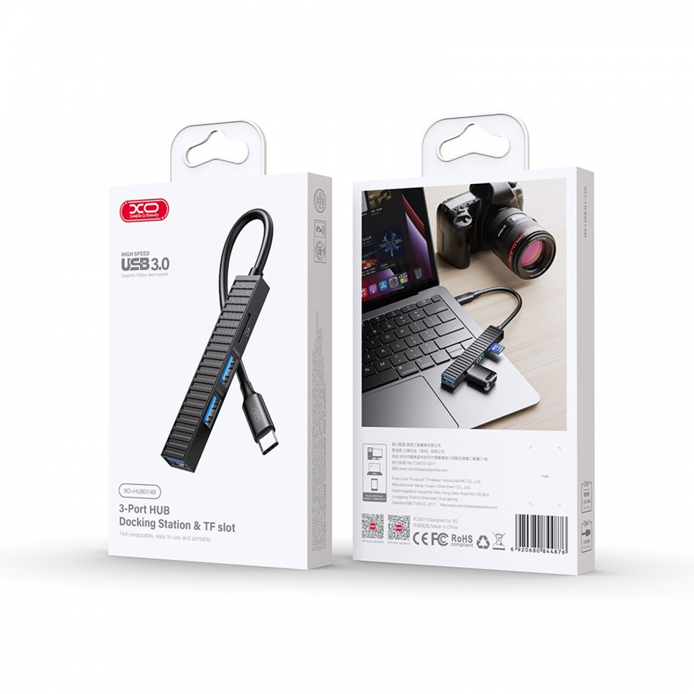 USB-хаб Xo HUB014B USB 3.0/2хUSB 2.0/SD/MicroSD Black (HUB014B.black)