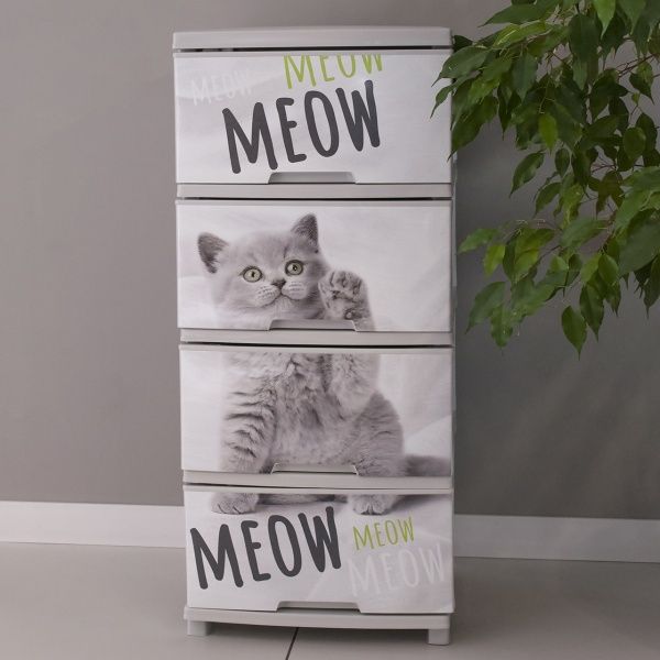 Комод універсальний Vivendi CAT на 4 шухляди сірий 940x450x390 мм