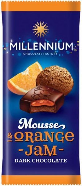 Шоколад Millennium Mousse черный с муссовой и апельсиновой начинкой 135 г