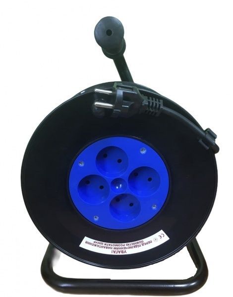 Удлинитель на катушке UP! (Underprice) ПВС 2x1,5 без заземления 4 гн. черный 25 м 