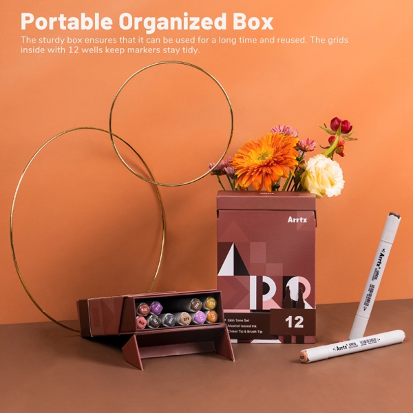 Набор маркеров Arrtx Oros ASM-03-SK02 12 цветов оттенки кожи LC302772 