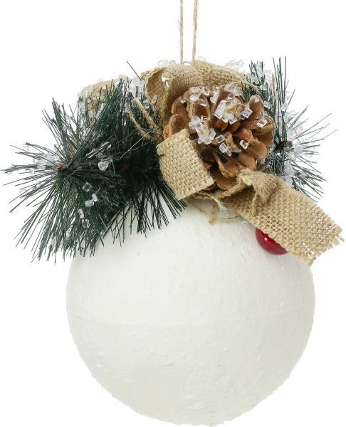 Підвіска Куля біла 12 см 6007-10  