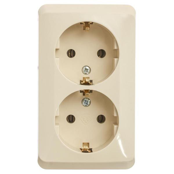 Розетка двойная с заземлением Schneider Electric Прима без шторок слоновая кость