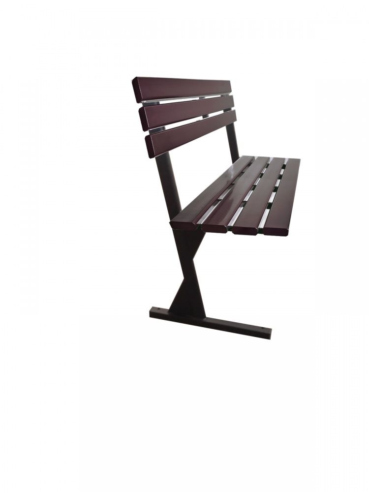 Лавка со спинкой из ПВХ профиля на металлической основе коричнево-чорная 1,5 м