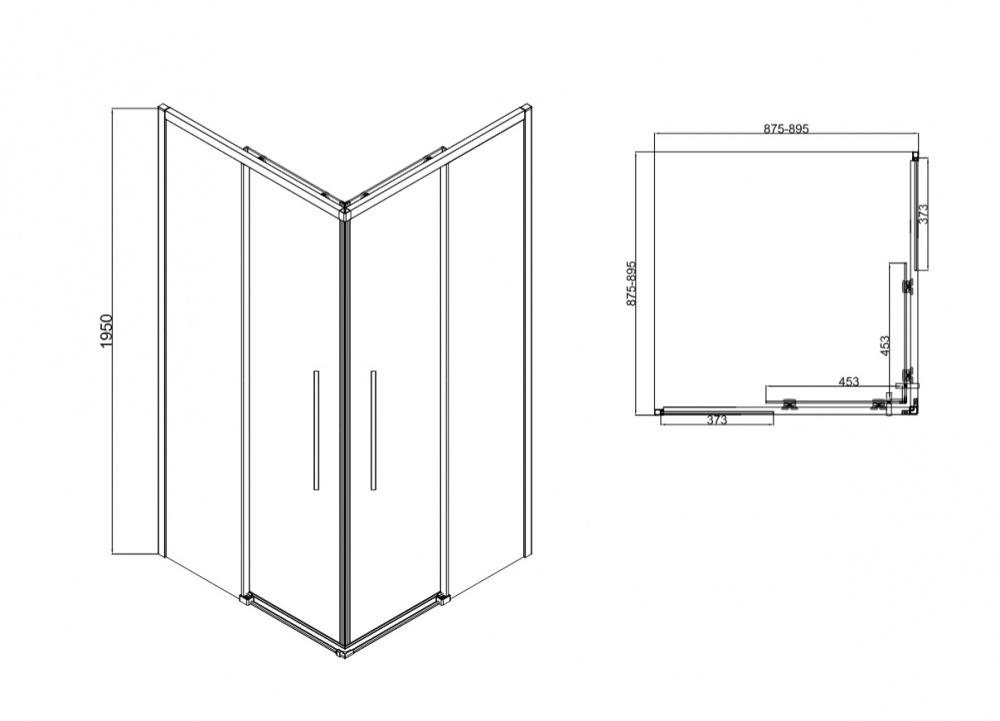 Душова кабіна Koller Pool Proxima 900х900х1950 мм, gun metal, скло 6 мм, clear