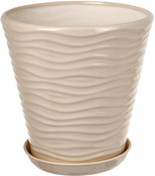 Горщик Оріана-Запоріжкераміка Нова хвиля №2 глянець фігурний 9л бежевий (066-2-002) 