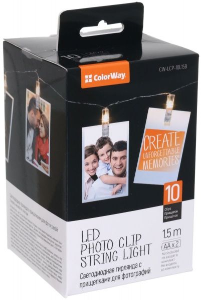 Электрогирлянда линейная для фото CW-LCP-10L15B светодиодная (LED) 10 ламп 1,5 м