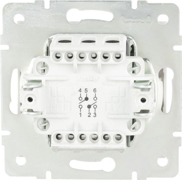 Выключатель проходной двухклавишный Lezard Rain без подсветки 250В жемчужно-белый 703-3088-106