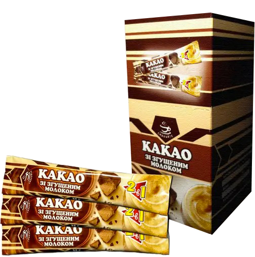 Какао-напій ТМ Смакуйте зі згущеним молоком в стіку(шоубокс 25 шт) 35 г