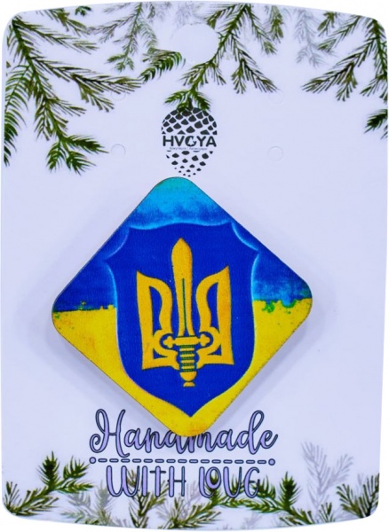 Брошь Тризубец. Ромб разноцветный 