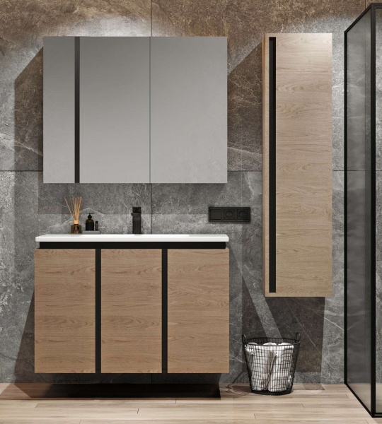 Тумба підвісна Сансервіс Black wood 100 з умивальником Еліт 100