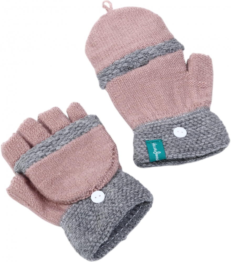 Рукавицы HW без пальчиков с откидной перчаткой для девочек р.12-14 /розовый
